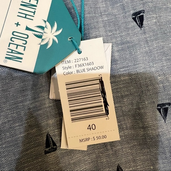 Tenth & Ocean NWT Sailboat Print Washable Linen Blend Flat Front Shorts 40 - Picture 5 of 5